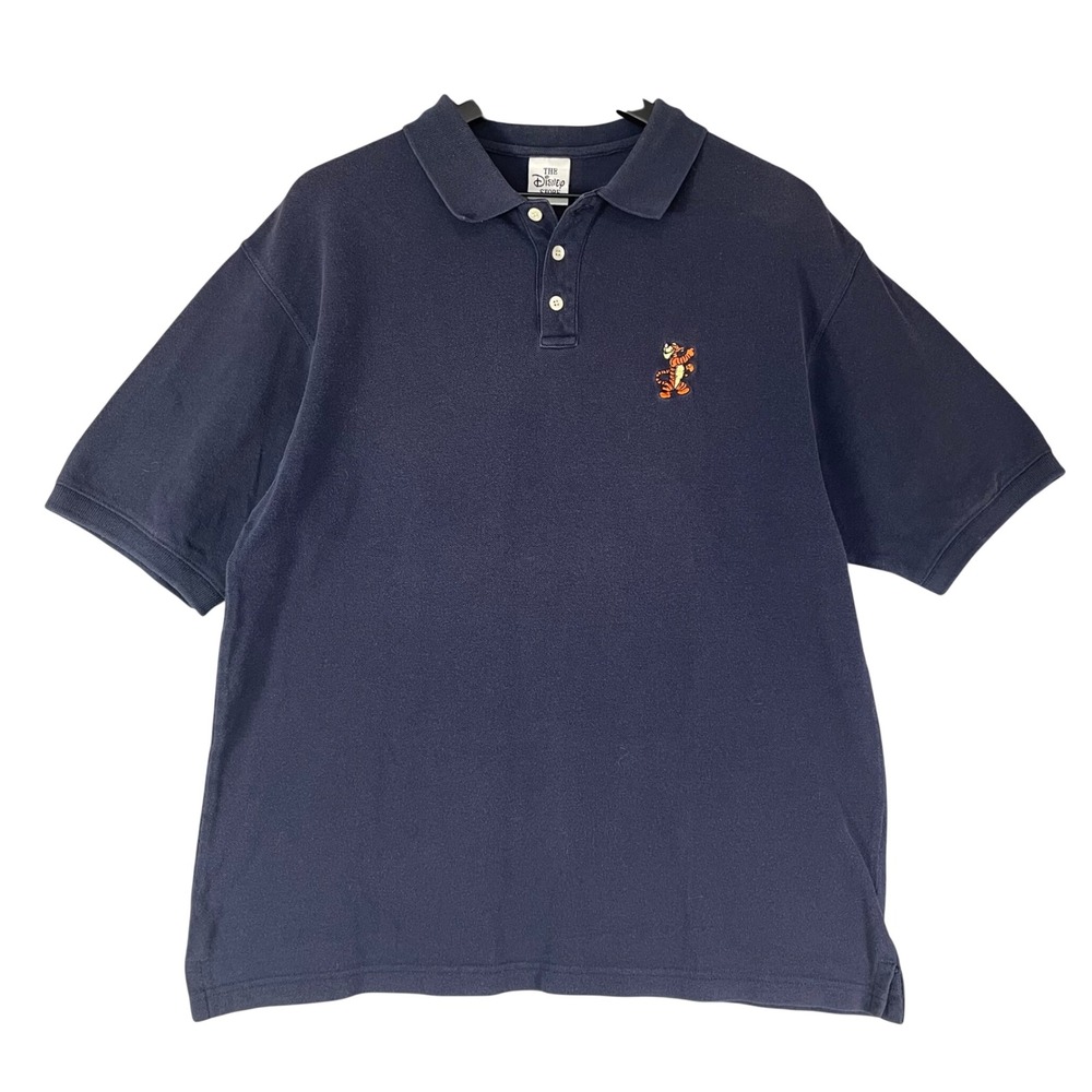 Vintage Disney Store Tigger Polo Mens L Blue Embroidered Winnie Pooh